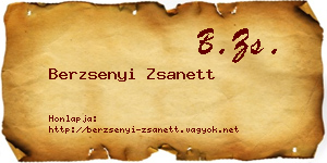 Berzsenyi Zsanett névjegykártya